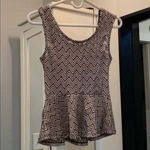 Black and Beige Peplum Top